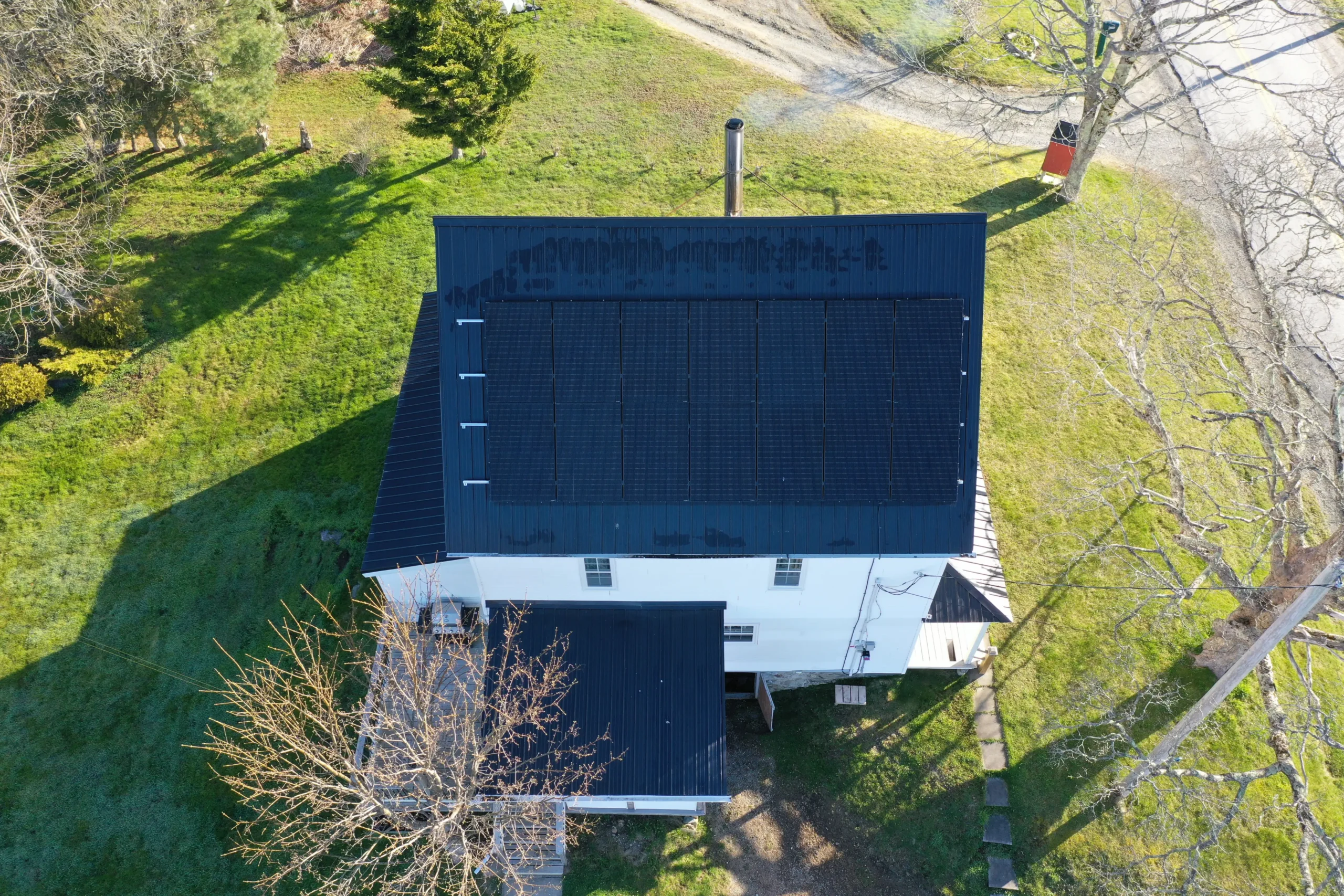 Barn roof solar installation on a South Shore Nova Scotia farm property