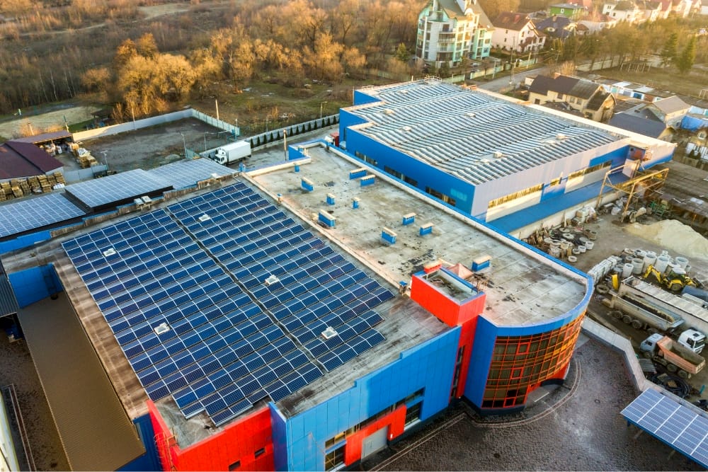 Commercial rooftop solar installation on a Nova Scotia warehouse