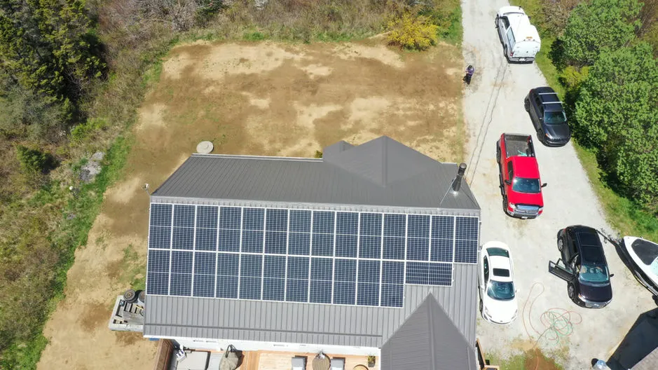 Home with rooftop solar panels in Bedford, Nova Scotia