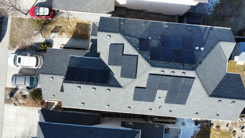 Home with rooftop solar panels in Bridgewater, Nova Scotia