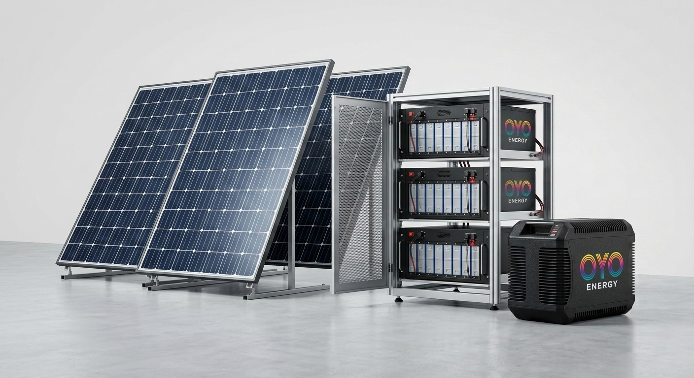 Combined solar and battery storage system installed by OYO Energy